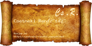 Csetneki Renátó névjegykártya